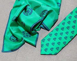 Customized picket scarf and custom logo tie by Barnard-Maine, Ltd.